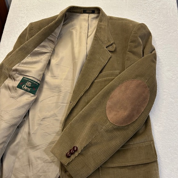 Orvis Other - Orvis Corduroy Sport Coat Vintage Leather Button Elbow Patch Mens XL Brown Tan